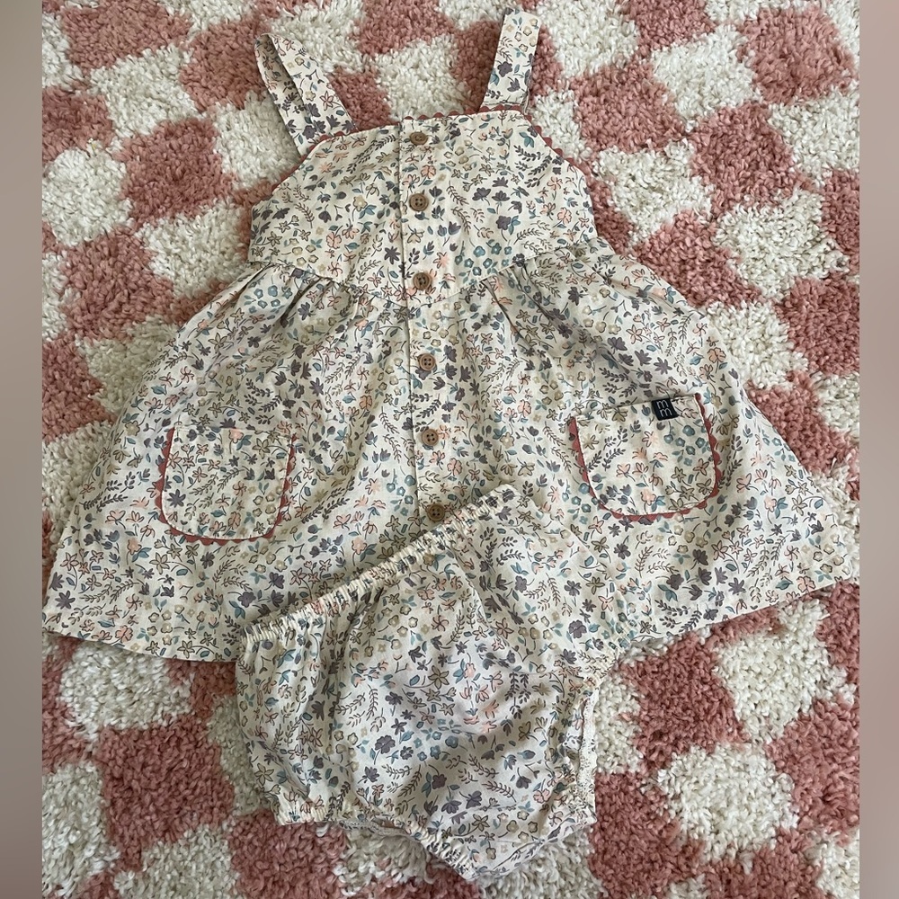 Floral Baby Dress and Bloomers Set